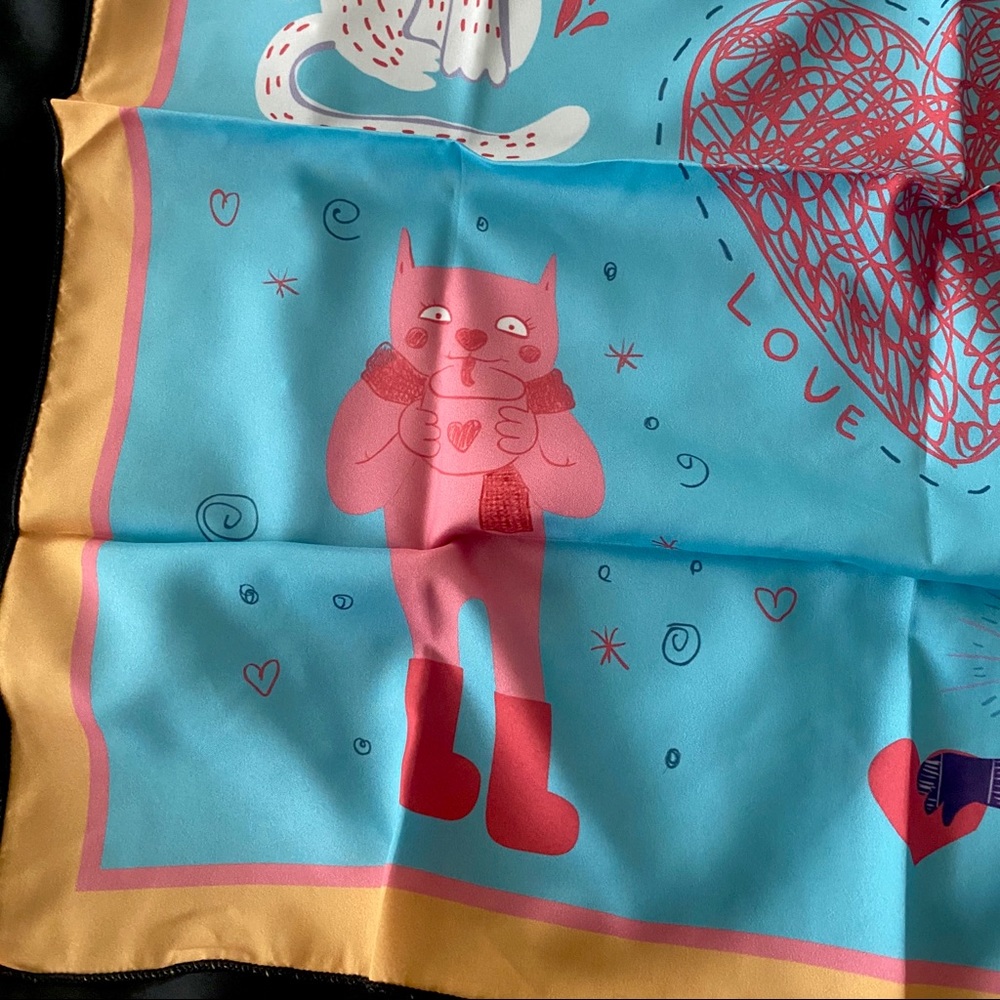 💕Last one Blue Cats Cat Silky Scarf - Picture 5 of 6